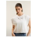 T-shirt manica corta cropped con stampe MST FREDDY