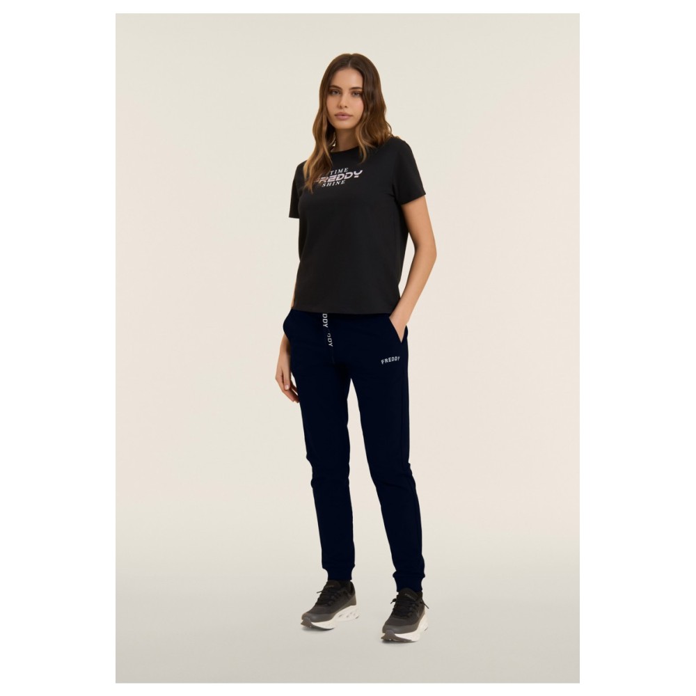 Pantaloni con Polsini in Costina e Logo FREDDY su coulisse