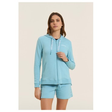 Felpa Cappuccio e Zip in Tessuto Fiammato e Coulisse FREDDY