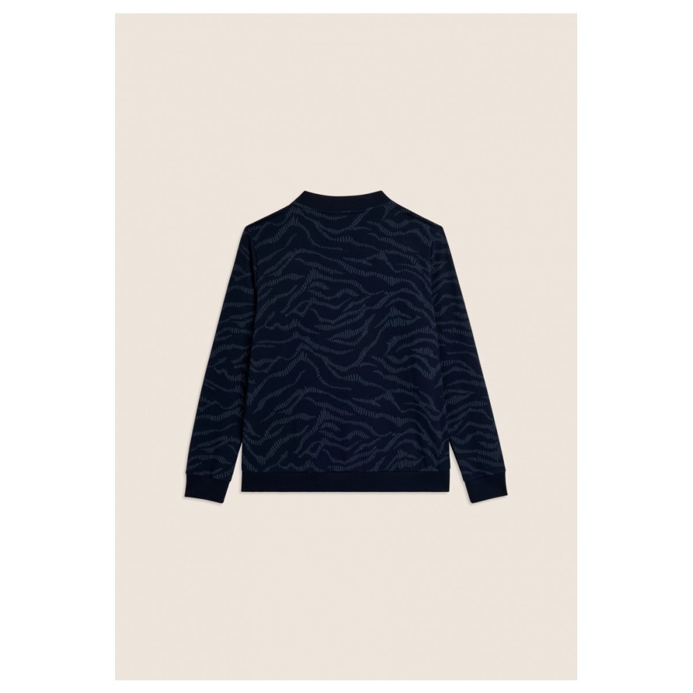 Felpa Zip con Collo Bomber e Motivo Grafico