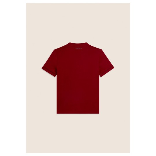 T-shirt Girocollo con Ricamo Traforato del Logo