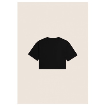 T-shirt Cropped con grafica \"FLOW\" e borchie 2