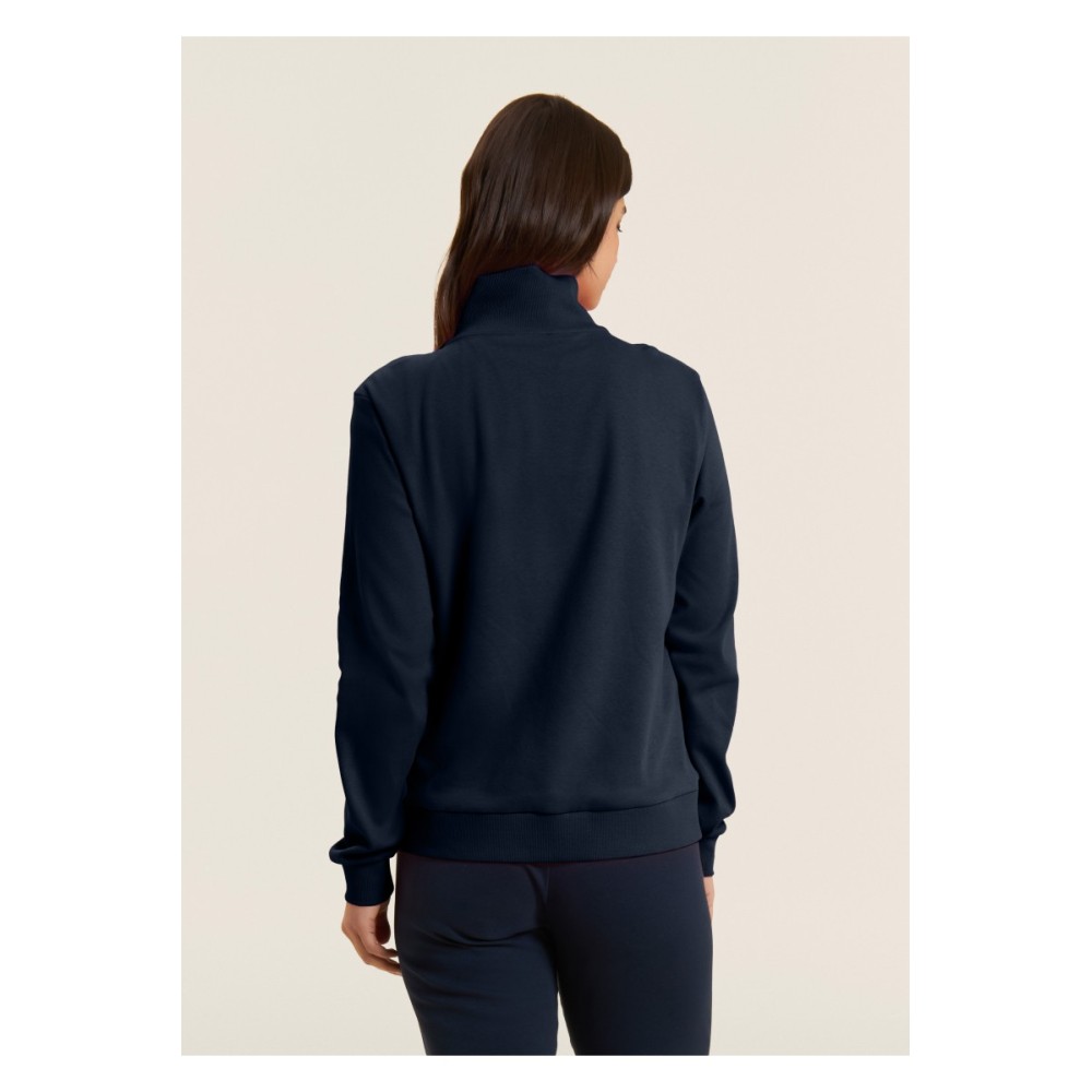 Tuta con zip e collo alto, logo in perline