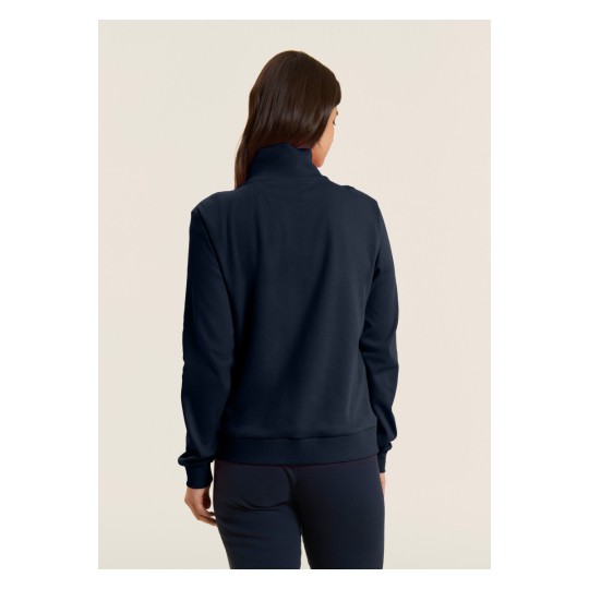 Tuta con zip e collo alto, logo in perline