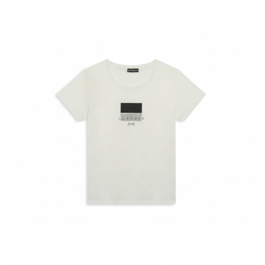 T-shirt con scritta Glamour in glitter - Freddy