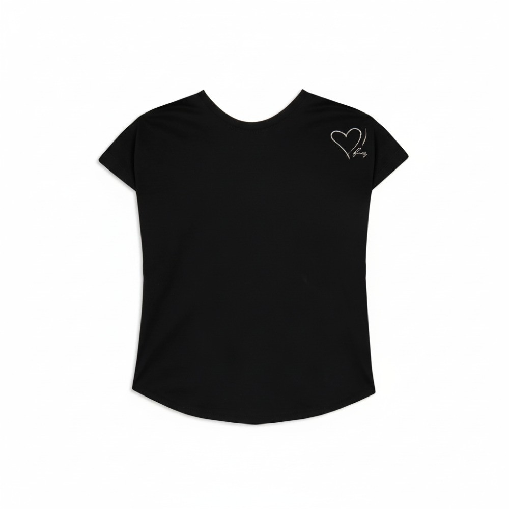 T-shirt Reversibile Freddy Cuore e Strass - Nero - Donna