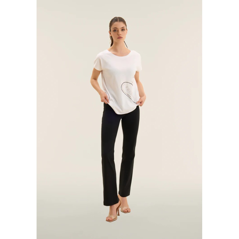 T-shirt Reversibile Freddy Cuore e Strass - Nero - Donna