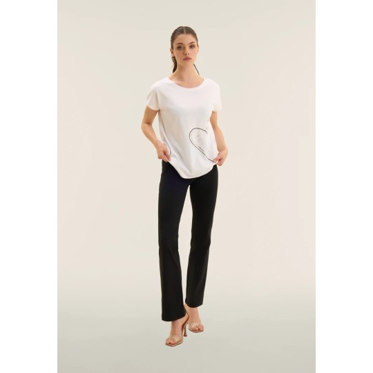 T-shirt Reversibile Freddy Cuore e Strass - Nero - Donna