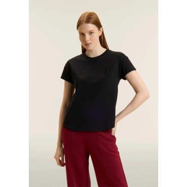 T-shirt con Maniche ad Aletta e Logo Ricamato