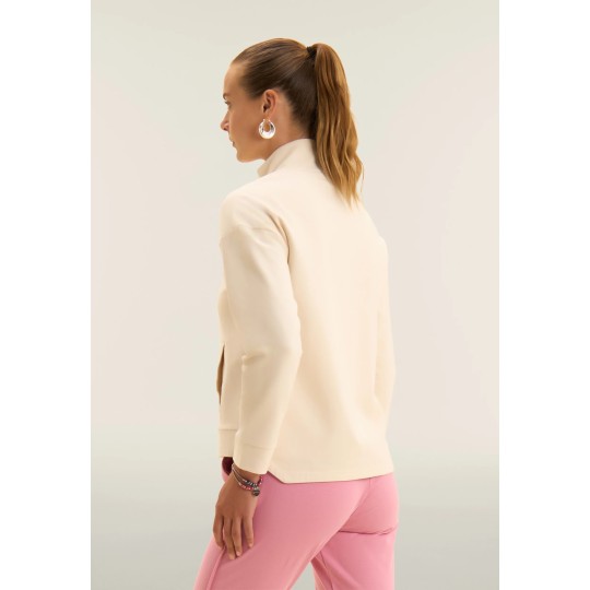 Felpa Zip e Collo Alto con Fondo asimmetrico