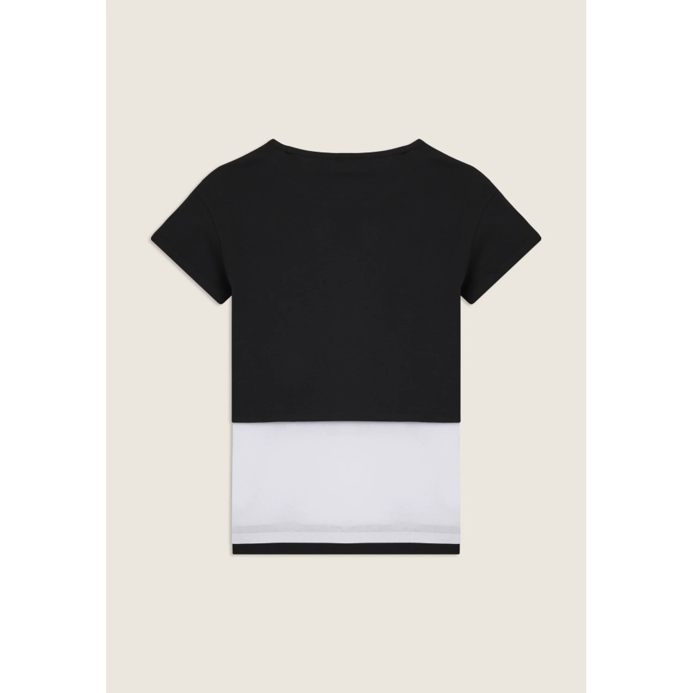Completo t-shirt cropped e canotta con stampa perlata