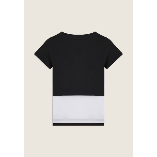 Completo t-shirt cropped e canotta con stampa perlata
