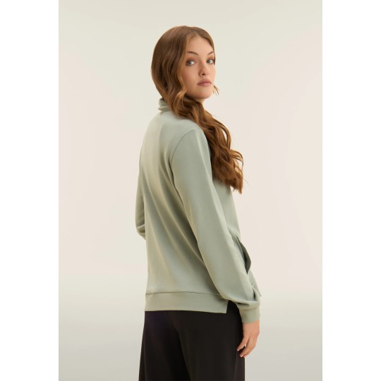 Tuta con zip e collo alto, pantaloni wide leg