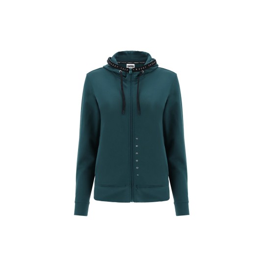 Women's hooded sweatshirt with trim and drawstring with micro studs FREDDY Women's hooded sweatshirt with trim and drawstring with micro studs FREDDY