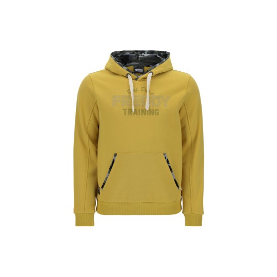 Hooded sweatshirt and cuffs in camouflage fabric