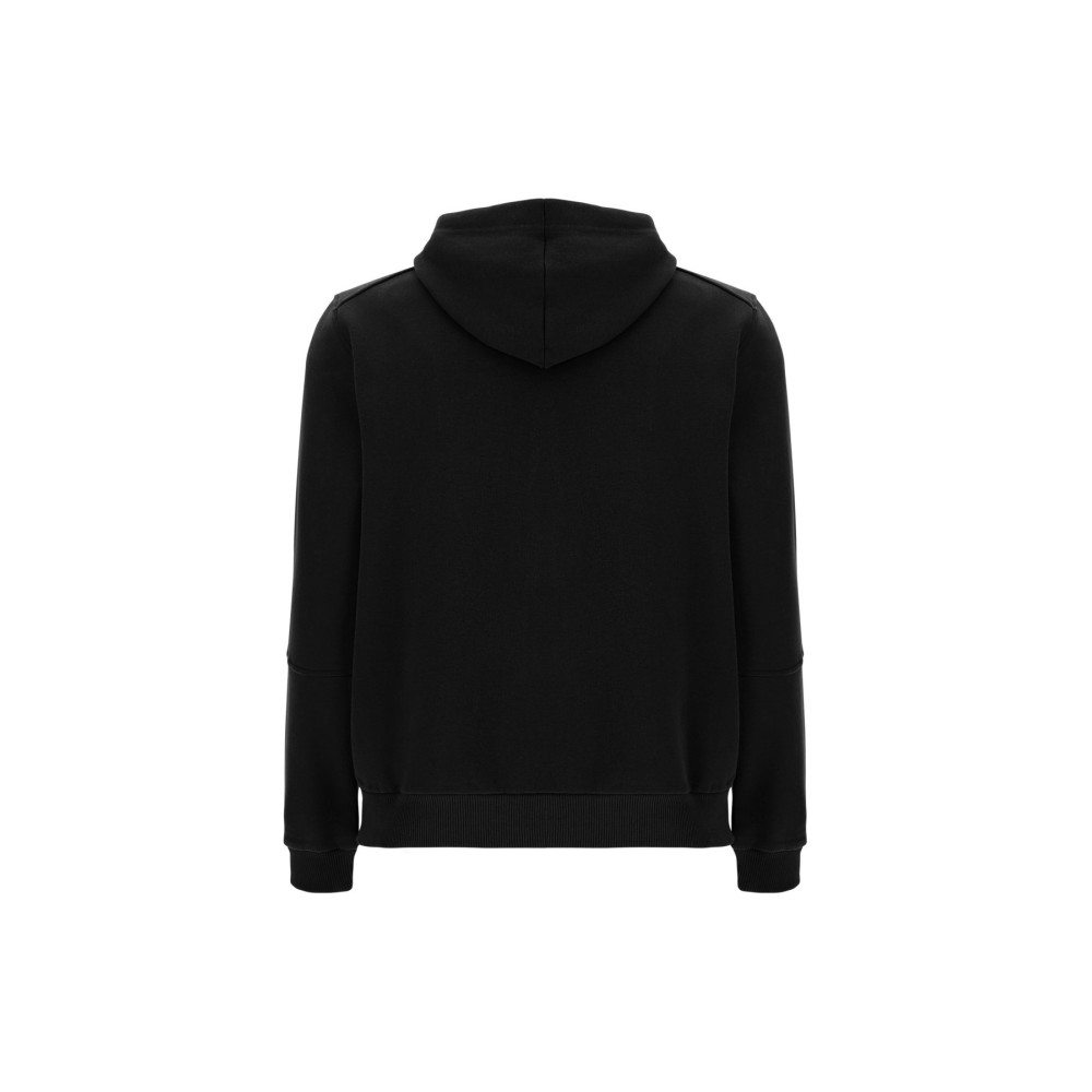 Sweatshirt with peach-like exterior and camouflage doubled hood